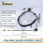 946-04007 Auger Control Cable for Yard Machines Craftsman Troy Bilt MTD Husky Cub Cadet Snow Blowers Replaces 746-04007