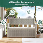 70 Gallon Storage Bench Deck Box,Patio Storage Benches with Armrest, Lockable Bench Outside, Waterproof for Pool Patio Garden (Grey)