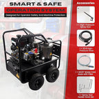 SAMTMAX SM4000 Professional Hot & Cold Pressure Washer, 4000 PSI, 4.0 GPM, Gas Powered, Diesel Heated up to 212°F