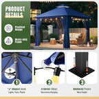 AOXUN Outdoor Gazebo for Patio 10x10, Metal Frame Canopy with Double Roofs, Heavy Duty Party Tent and Shelter with Mosquito Netting and Privacy Screen for Backyard, Lawn, Garden, Deck (Navy)