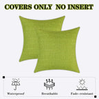 Kevin Textile Pack of 2 Decorative Outdoor Waterproof Pillow Covers Spring Checkered Garden Cushion Sham Throw Pillowcase Shell for Patio Tent Couch 16x16 Inch Green