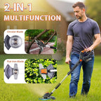 Electric Weed Wacker Cordless,24V Weed Cordless Eater Battery Powered,Weed Cutter with 2Pcs 4.0Ah Batteries,1300W Motor,2 Types Blades,Grass/String Trimmer Lawn for Yard and Garden