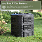 VonHaus Compost Bin for Garden 360L – Composter with Slatted Design for Aeration, Rainwater Collection, Side Flap & Lid – Outdoor Compost Converter – Frost & UV Resistant - Black