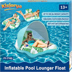 【Upgraded】 Pool Floats Adult with Canopy, XL Inflatable Pool Floaties for Adults Heavy Duty, Pool Chair and Lounge for Swimming in Pool Beach Lake, Float for Pool Floating with Cup Holder, Backrest