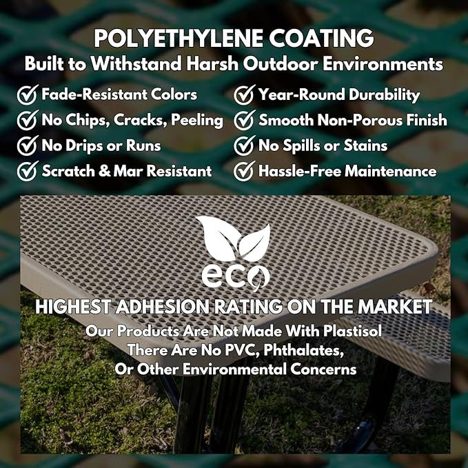 COATEDOUTDOORFURNITURE Heavy-Duty Portable Outdoor Kids Table with Umbrella Hole, Expanded Metal Kids Picnic Table, Commercial-Grade, Made in America (46 in, Square, Childrens, Orange)