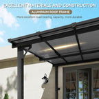 Aoxun 8' x 10' Gazebo for Patio, Gazebo Pergola with Sloped Roof, Large Wall-Mounted Heavy Duty Awnings, for Backyard, Deck, Patio (Gray Polycarbonate Panel)