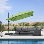 PURPLE LEAF 10 Feet Patio Umbrella Outdoor Cantilever Square Umbrella Aluminum Offset Umbrella with 360-degree Rotation for Garden Deck Pool Patio Apple Green