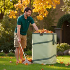 YUDI & GARDEN 46 Gallon Square Collapsible Yard Waste Containers｜Collapsible Trash Can｜Camping Trash Can, for Collecting Weeds or Yard and Party Waste, Green