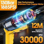 Cordless Pressure Washer Battery Powered, 130Bar/1885PSI Cordless Power Washer with 3.0Ah Battery&Charger&6-in-1 Nozzle, 3 Power Level Handheld Portable Pressure Washer Cordless for Car/Wash/Home/Yard