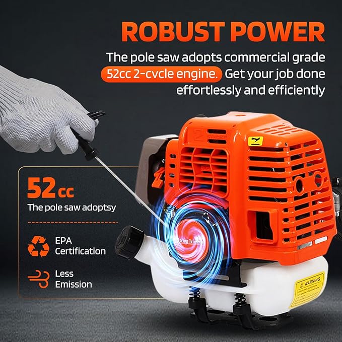 52cc 2-Cycle Gas Weed Wacker, 2-in-1 Gas Weed Eater, 8500rpm High Power Brush Cutter Trimmer for Grass and Weed, Hedge Trimmer String Trimmer(US Fast Arrival