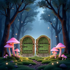 2Pcs Green Fairy Door Wooden Miniature Fairy Gardens Doors Outdoor Mini Fairy Gnome House Accessories for Tree Trunk Ornaments Garden Miniatures, Outdoor Statues,Garden Sculptures and Statues