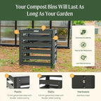 Vego Garden 32" Tall Modular Compost Bin 60" x 30" x 32"