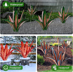 TOMBABY Enlarge Thickened Wind Resistant Iron Agave Metal Plant Country Garden Sculpture Statue Outdoor Decoration Agave Metal Plant Courtyard Garden Lawn Ornament Gift (2, 12 Leaves Blue)