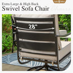 Sophia & William 2 Pieces Patio Furniture Sets Metal Sofa Chairs Patio Cushion Armchairs Swivel Sofa Chairs with Removable Cover for Garden Backyard Poolside Beige