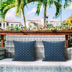 LVTXIII Outdoor/Indoor Throw Pillows, Decorative Throw Pillows with Inserts, 18”x18” Square Pillows for Bed, Couch, Sofa and Patio Furniture (Set of 2, Herringbone Navy)
