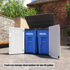 Large Horizontal Storage Sheds,38 cu.ft. Outdoor Storage Box for Garden,Patio and Backyard,Customized Shelves &Lockable(Off White)