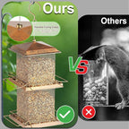 Large Bird Feeder, Double Tier Metal Bird Feeders for Outdoors, Square Tower Birdfeeder for Decorating Courtyard, Garden, Birds Watching, Gifts