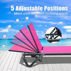 Domi Pool Lounge Chairs, Aluminum Patio Chaise Lounge with Side Table, Wheels, 5 Position Adjustable, All Weather Outdoor Lounge Chairs for Beach, Yard, Balcony, Poolside, Pink