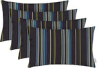 RSH DECOR: Sunbrella Lumbar Throw Pillows Set of 4 | 20" x 12" | Water and Fade-Resistant Performance Fabric | Outdoor Pillow Covers with Down-Alternative Inserts | Stanton Lagoon