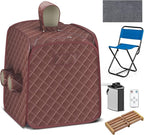 COSTWAY Portable Steam Sauna, Remote Control, 3L Steamer, Foldable Sauna Spa with 9 Temperature and 90 Mins Timer, Atomization, Personal Sauna Hat Tent for Detox Relaxation (Coffee)
