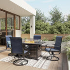Amopatio Patio Swivel Chairs Set of 4, Outdoor Swivel Rocker Dining Chairs with All Weather Textilene High Back & Metal Frame, for Backyard Deck Lawn Garden, Navy Blue