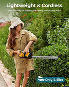 20'' Hedge Trimmer Cordless with 2pcs 4000mAh Battery, Electric Handheld Bush Clipper with Rechargeable Batteries, 3000RPM 180° Rotatable Head, 2/3'' Blade Gap, Yellow