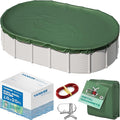 Yankee Emerald Series Pool Covers for Above Ground Pools | Oval 16x25 ft Swimming Pool Cover w/Steel-Core Cable, Winch for Winterization | 9 mil Medium-Thickness for Off-Season, On-Season Protection