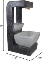 LED Lighted Rainfall Outdoor Water Fountain with Planter - 26"