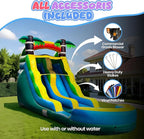 Inflatable Water Slide for Kids and Adults with Splash Pool, Commercial Grade Tropical Backyard Water Park with Slide, Outdoor Fun, Works with Water or Dry Play, 26ft x 9ft x 16ft - with Blower