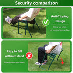 Heavy Duty Garden Kneeler and Seat for Elderly, 400lbs Capacity Foldable Gardening Stool with Support Legs & Thick Pad, Includes Large Tool Organizer Bag, Green