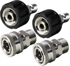 Pressure Washer Quick Connect Kit, Stainless Steel Quick Disconnect Kit, M22 Metric Male Thread Quick Connector, M22 Swivel to 3/8" Quick Connect (4 Pack)