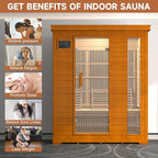 springspa 3 Person Infrared Sauna Indoor, 15amp Low EMF Far Infrared Canadian Hemlock Sauna with 2 LCD Panels, Bluetooth
