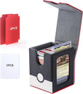 Collectible Trading Card Storage, Magnetic Card Deck Box, Magic Card Storage Box, MTG Deck Box with One Window (Red/White/Black)