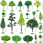 36 Pcs Green Mixed Model Trees with 40g Moss, Diorama Trees Grass Mini Fake Miniature Trees Moss for Building Model, Model Train Scenery, Natural Green Landscape, Railroad Scenery
