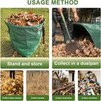 Garden Bags for Debris, 2-Pack 53 Gallon Lawn and Leaf Bags, Large Dustpan-Type Lawn Bag for Collecting Leaves, Reusable Yard Waste Bags, Leaf Bag for Party, Laundry, Camping & Yard Waste Loading
