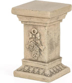 19" Tall Garden Pedestal Stand with Bow Design, Heavy Duty Magnesium Oxide Plinth, Weatherproof Outdoor Pedestal for Sculptures, Flower Pots, Decor – Sturdiness Plinth Base Statue Riser