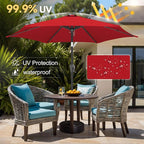 FLAME&SHADE 7.5ft Patio Umbrella - Outdoor Umbrella with Push Button Tilt and Crank for UV Protection, Table Market Umbrella for Garden, Deck, Backyard, Pool and Beach(Red)