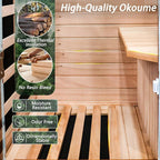 Far Infrared Saunas for Home Sauna Room Wood 800W Indoor Sauna Dry Sauna 110V with Control Panel and Tempered Glass Door, Bluetooth Speakers, Reading Lights and Circulation Vents - 35.2*27.6*61.6 IN