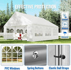 20'X20' Party Tent with Removable Sidewall Windows, Outdoor Heavy Duty Wedding Gazebo, Event Shelter Wedding Canopy Tent for Parties Carport BBQ, White & Wave Edge