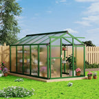 6 x 10 FT Greenhouse, Heavy-Duty Polycarbonate Large Walk-in Greenhouse Roof Vent ,Aluminum Frame & Lockable Door, for Backyard, Green Houses for Outside Garden Backyard