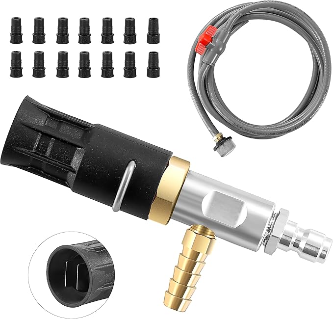 Adjustable Long Range Nozzle for Pressure Washer 2-2.5 GPM, Downstream Injection Spray Nozzle Kit, High Power Washing External Chemical Injector with 1/4” Quick Connect, 2000 to 3000 PSI