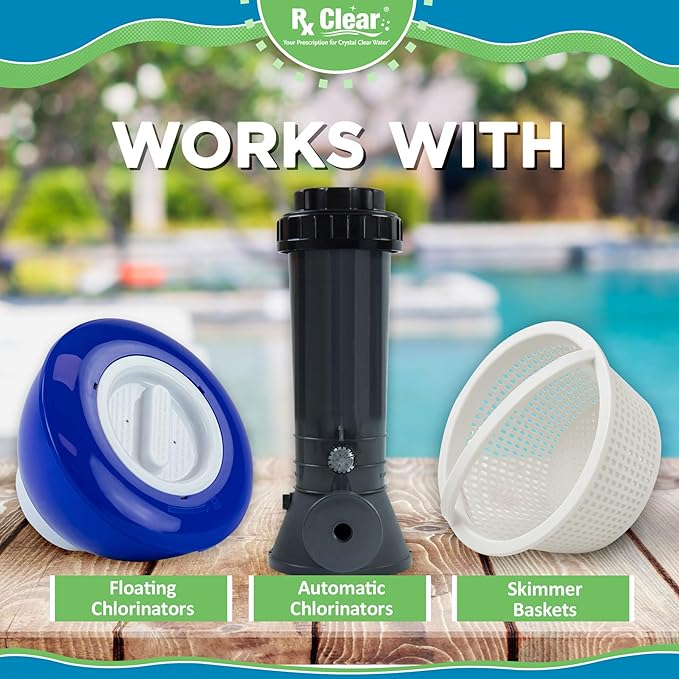 Rx Clear 3" Inch Chlorine Tabs | 200 Pounds | Individual Stabilized Chlorinating Tablets for Sanitizing Swimming Pools | Long Lasting, Slow Dissolving, and UV Protected (4 x 50 LB Buckets)
