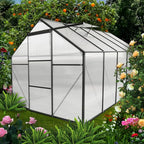 6x10 FT Polycarbonate Greenhouse with Sliding Door and Adjustable Roof, Heavy Duty Aluminum Walk-in Greenhouses w/ Raised Base for Outdoor Garden Backyard,Black