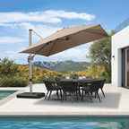 PURPLE LEAF 10' X 10' Patio Umbrella Outdoor Cantilever Umbrella, Aluminum Offset Umbrella with Champagne Frame and 360° Rotation for Pool Deck Garden, Taupe