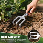 Garden Tool Set, 3 Pack Aluminum Heavy Gardening Kit Including Hand Shovel, Transplant Shovel and Hand Rake for Planting, Digging, Weeding
