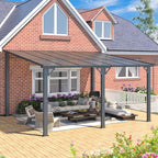 AECOJOY 14' x 12' Gazebo Outdoor Pergola for Patio, Large Wall-Mounted Hard Top 12x14 Lean to Metal Gazebo Shelter Pergolas and Gazebos Clearance with Patio Roof, Heavy Duty Awnings for Patio, Decks