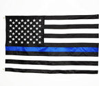 Thin Blue Line Flag: 3x5 ft with Embroidered Stars - Sewn Stripes - Brass Grommets - UV Protection - Black White and Blue American Police Flag Honoring Law Enforcement Officers