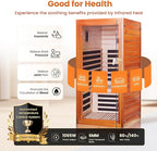 Far Infrared Sauna for Home 1 Person Indoor Wood Sauna Personal Spa Room 1065W 120V with Red Light Bluetooth Speakers 31.5"x31.5"x63"