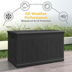 230 Gallon Deck Box, Outdoor Storage Box Waterproof and UV Resistant, Patio Storage Box Lockable Large, 440 lbs Load Capacity for Garden, Patio, Pool (Black)