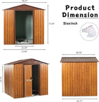 6 x 6 FT Outdoor Storage Shed, Metal Garden Shed with Floor Frame, Tool Shed Outdoor Storage with Lockable Sliding Doors & Air Vents, Storage House Waterproof for Backyard, Lawn, Coffee
